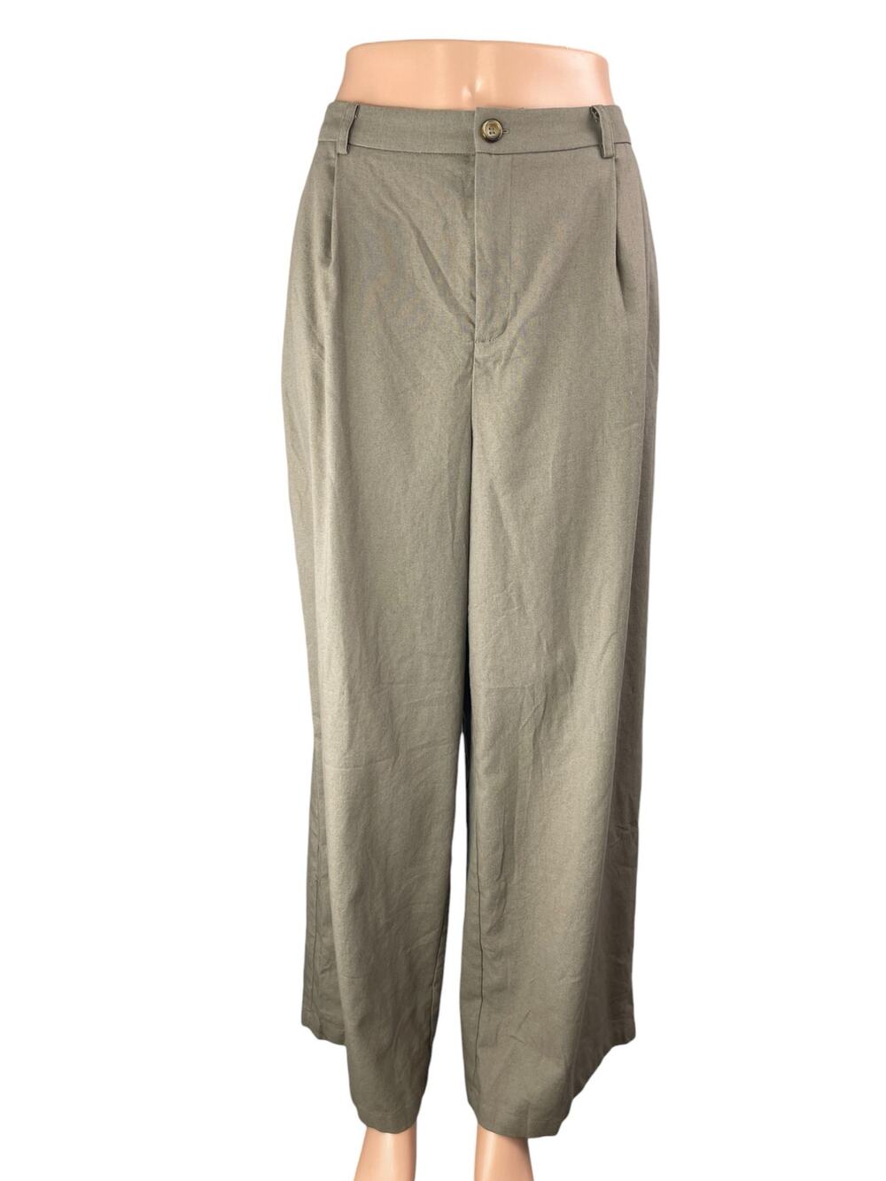 NEW Grace Karin Women's Brown High Elastic Waist Pleated Trousers Dress Pants L